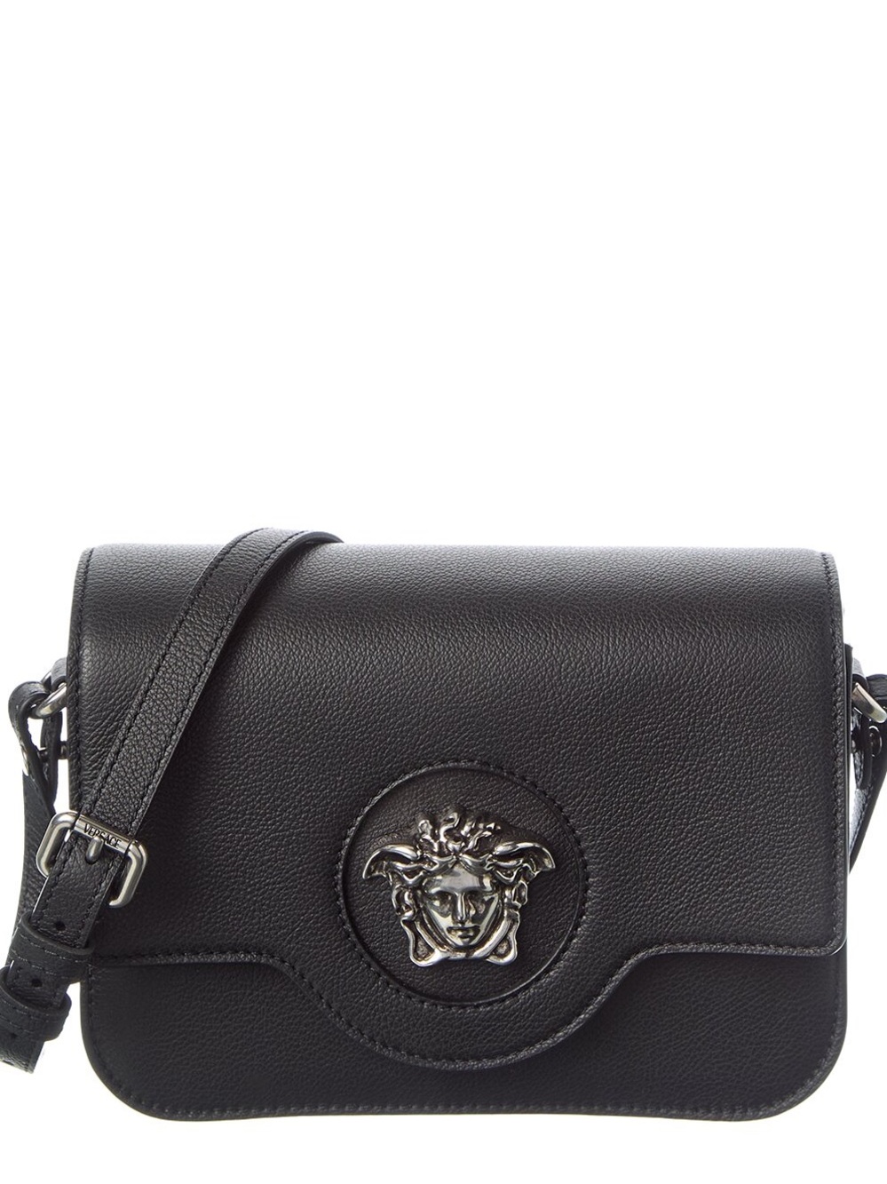 Versace Black Leather Medusa Crossbody Bag